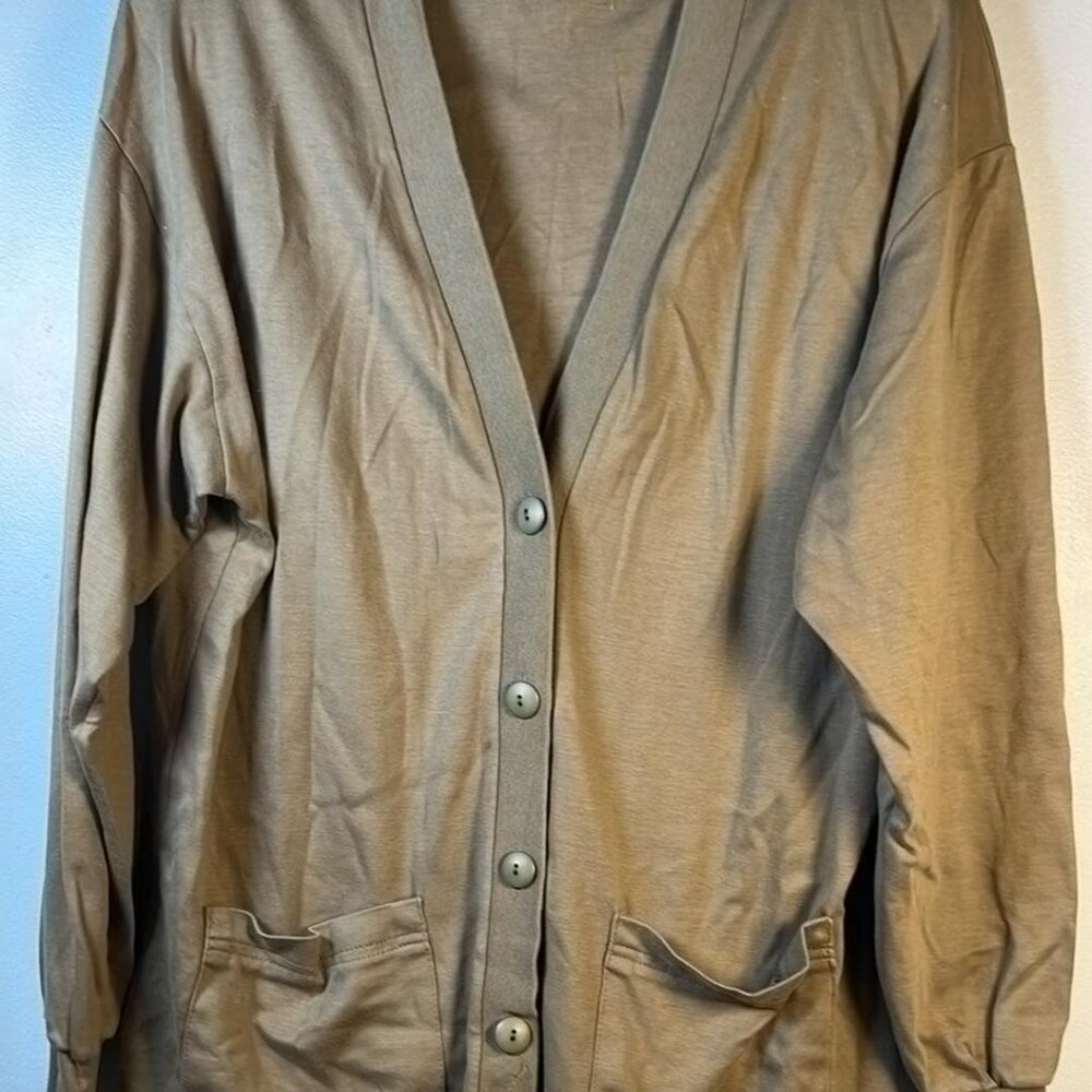 aIleen Vintage Olive Cardigan Long Sleeves OfficeWear Casual Transitional Piece‎